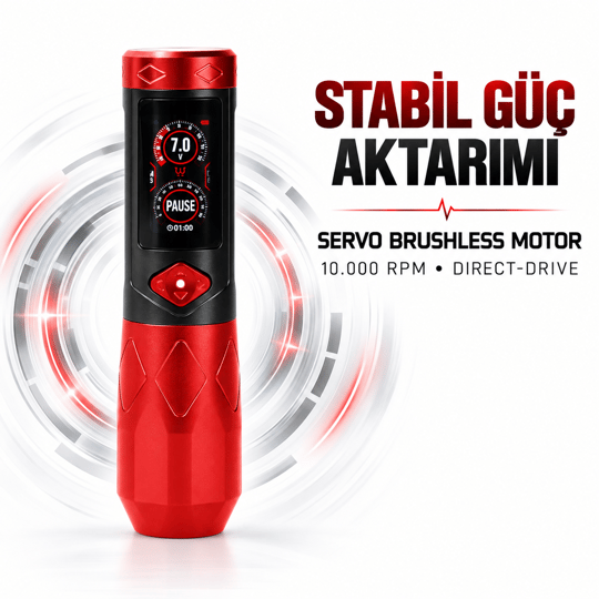 Ava GTR Adjustable Stroke Kablosuz Dövme Makinesi Red