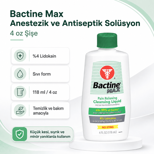 Bactine Max - Anestezik ve Antiseptik Solüsyon - 4 oz Şişe