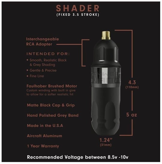 Bishop The Power Wand Shader 3.5 mm Stroke Kablosuz Dövme Makinesi – Full Set