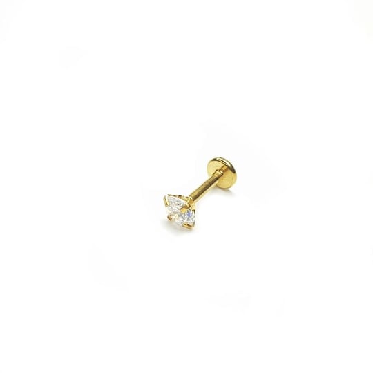 Cerrahi Çelik Gold Bar Prizma Taşlı Tragus Piercing (6mm)
