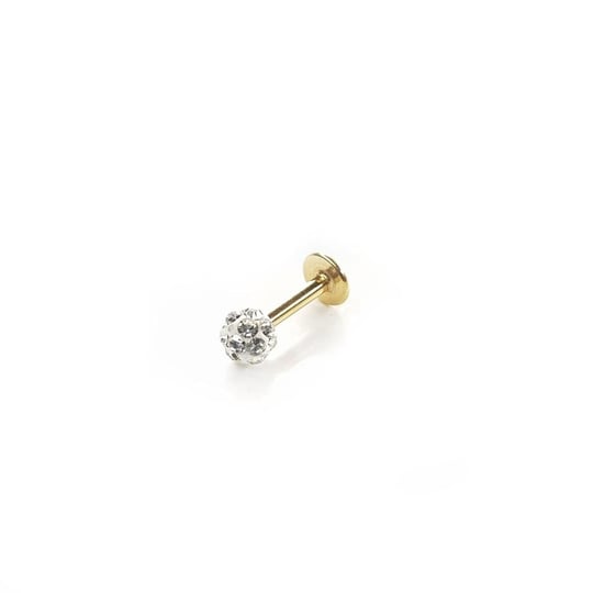 Cerrahi Çelik Gold Bar Top Taşlı Tragus Piercing (6mm)
