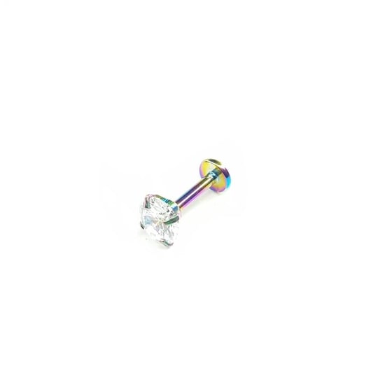 Cerrahi Çelik Renkli Bar Prizma Taşlı Tragus Piercing (6mm)