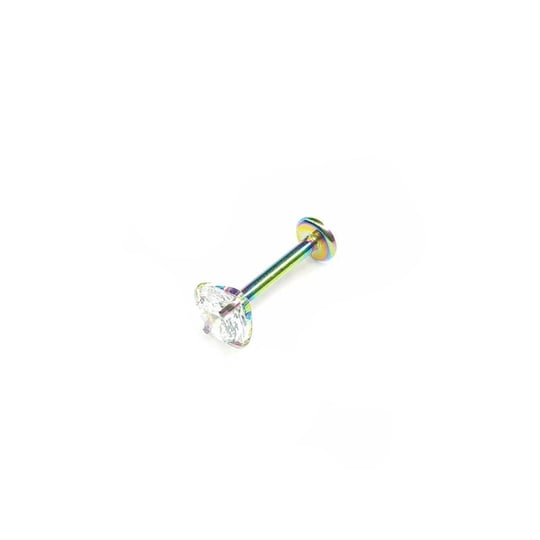 Cerrahi Çelik Renkli Bar Prizma Taşlı Tragus Piercing (8mm)