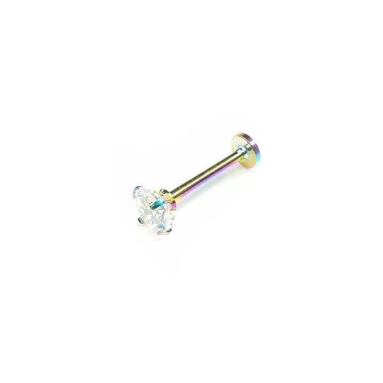 Cerrahi Çelik Renkli Bar Prizma Taşlı Tragus Piercing (10mm)