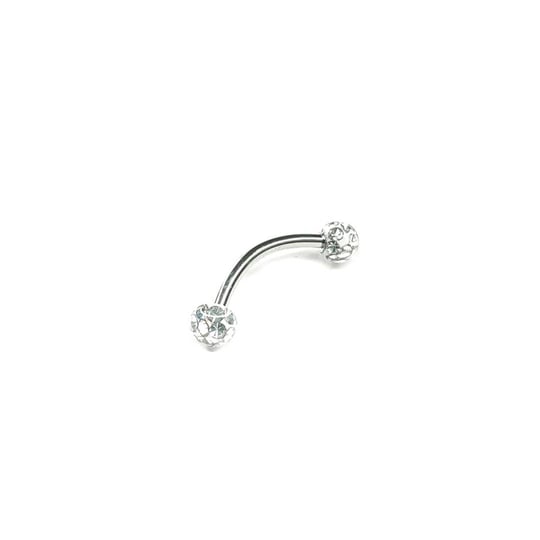 Cerrahi Çelik Silver Bar Çift Top Taşlı Kaş Piercing (10mm)