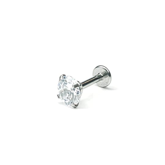 Cerrahi Çelik Silver Bar Prizma Taşlı Tragus Piercing (6mm)