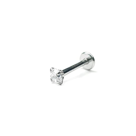 Cerrahi Çelik Silver Bar Taşlı Tragus Piercing (8mm)