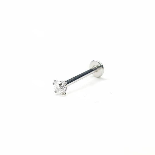Cerrahi Çelik Silver Bar Taşlı Tragus Piercing (10mm)