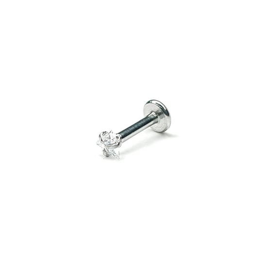 Cerrahi Çelik Silver Bar Üçgen Taşlı Tragus Piercing (6mm)