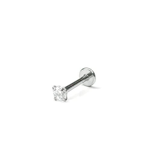 Cerrahi Çelik Silver Bar Yuvarlak Taşlı Tragus Piercing (8mm)