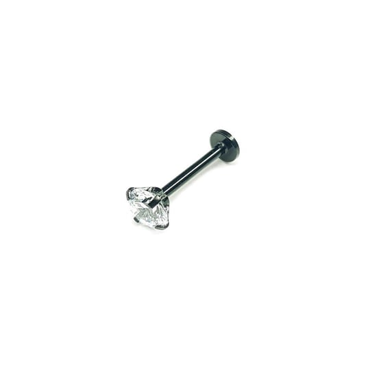Cerrahi Çelik Siyah Bar Prizma Taşlı Tragus Piercing (10mm)