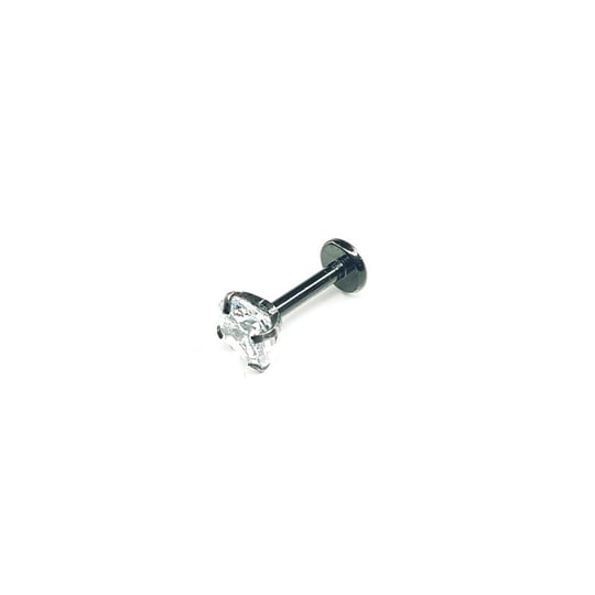 Cerrahi Çelik Siyah Bar Prizma Taşlı Tragus Piercing (6mm)