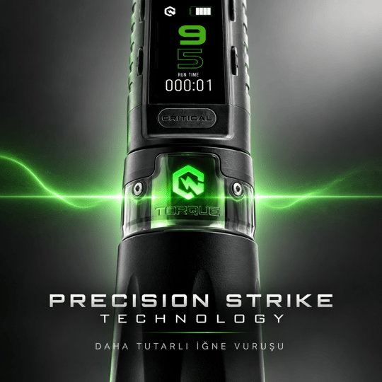 Critical Torque 3.5mm Stroke Tek Bataryalı Kablosuz Dövme Makinesi - Siyah