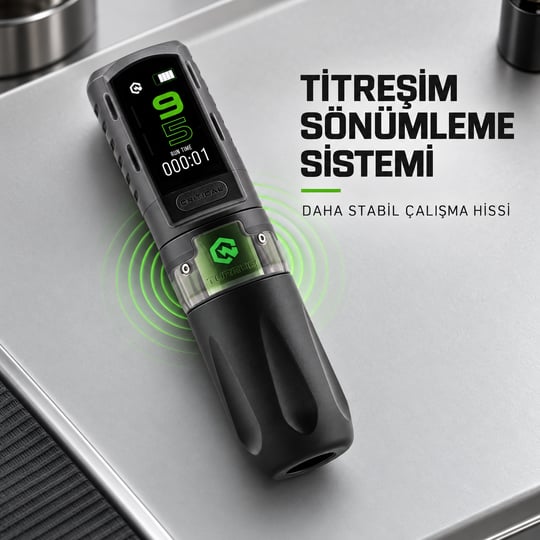 Critical Torque 3.5mm Stroke Tek Bataryalı Kablosuz Dövme Makinesi - Siyah