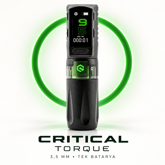 Critical Torque 3.5mm Stroke Tek Bataryalı Kablosuz Dövme Makinesi - Siyah