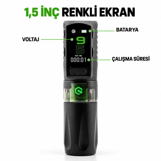 Critical Torque 3.5mm Stroke Tek Bataryalı Kablosuz Dövme Makinesi - Siyah