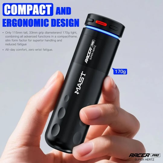 Mast Racer Pro 4.2 mm Stroke Kablosuz Rotary Pen Dövme Makinesi – Siyah