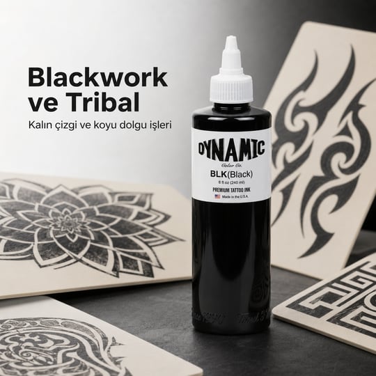 Dynamic Black Siyah Dövme Boyası 8oz - 240ml