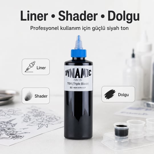 Dynamic Triple Black Siyah Dövme Boyası 8oz - 240ml