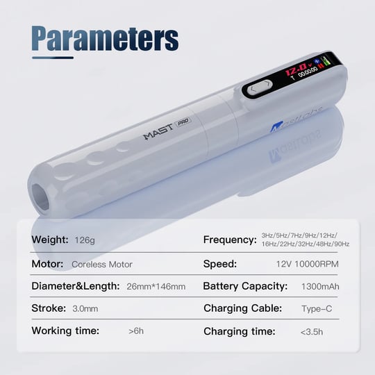 Mast Tour Y22 Pro Kablosuz Kalıcı Makyaj ve Dövme Makinesi - Beyaz