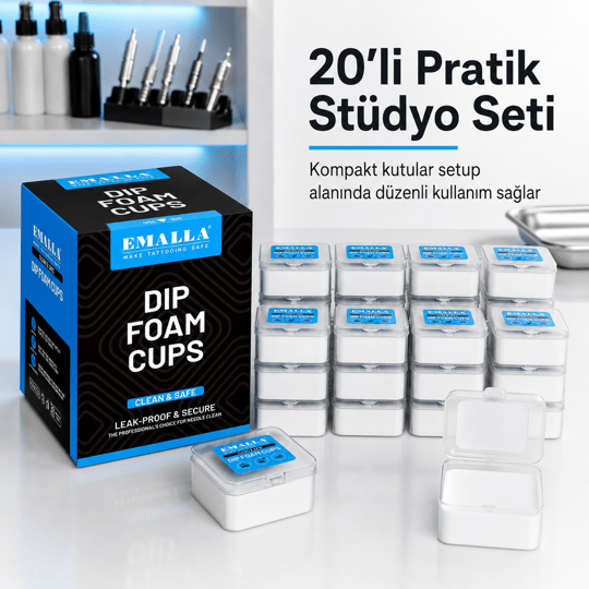Emalla Dip Foam Cup - İğne Temizleme Kabı - 20li/Kutu