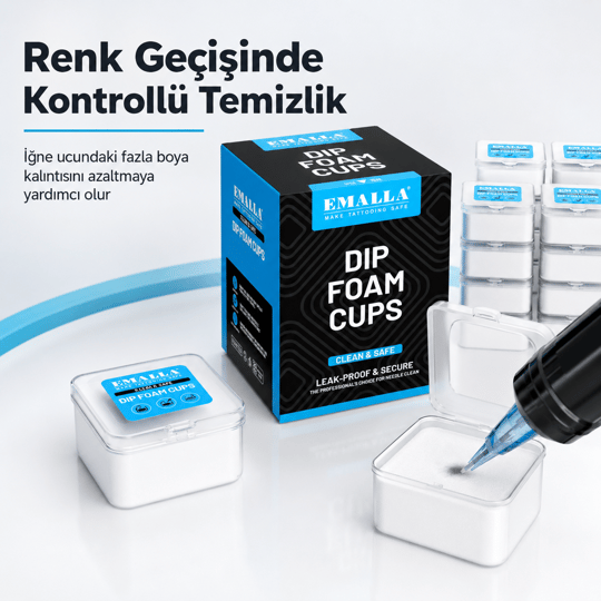Emalla Dip Foam Cup - İğne Temizleme Kabı - 20li/Kutu