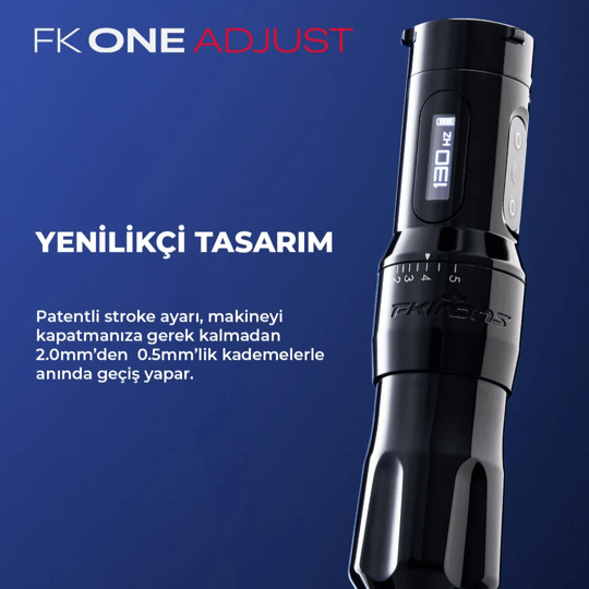 FK Irons One Adjust Gun Metal Ayarlanabilir Stroke 2.0-5.0mm Kablosuz Dövme Makinesi - Gümüş