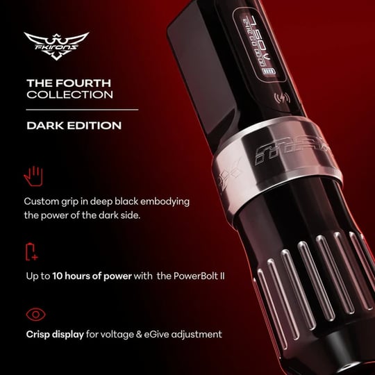 FK Irons Flux Max The Fourth Collection Dark Edition 4.0mm Çift Bataryalı Kablosuz Dövme Makinesi - Siyah