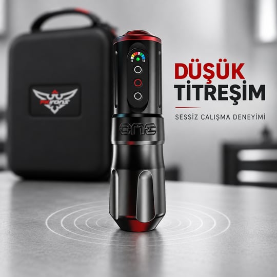 FK Irons One Charcoal 3.0mm Stroke Kablosuz Dövme Makinesi - Siyah