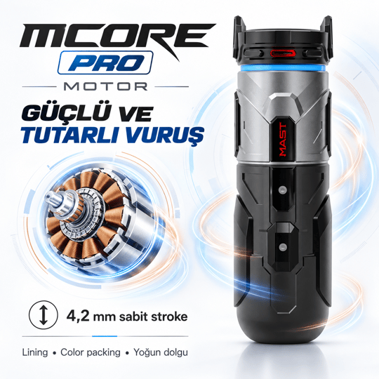 Mast Racer Pro Armor Edition Black 4.2mm Stroke Kablosuz Dövme Makinesi - Siyah