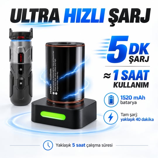 Mast Racer Pro Armor Edition Black 4.2mm Stroke Kablosuz Dövme Makinesi - Siyah
