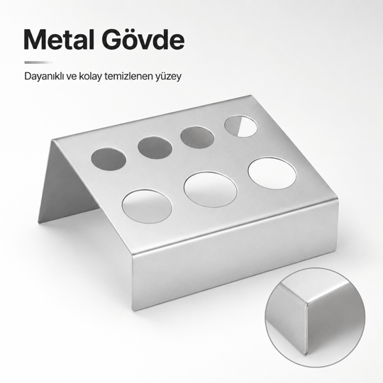 Metal Boya Kabı Standı - Silver