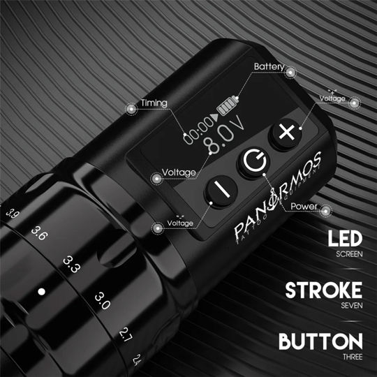 Panormos Prime 10. Yıl Özel Seri Ayarlanabilir Stroke Kablosuz Dövme Makinesi – 2 Bataryalı | Siyah