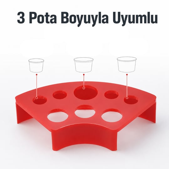 Plastik Boya Potası Standı Kırmızı - 8li