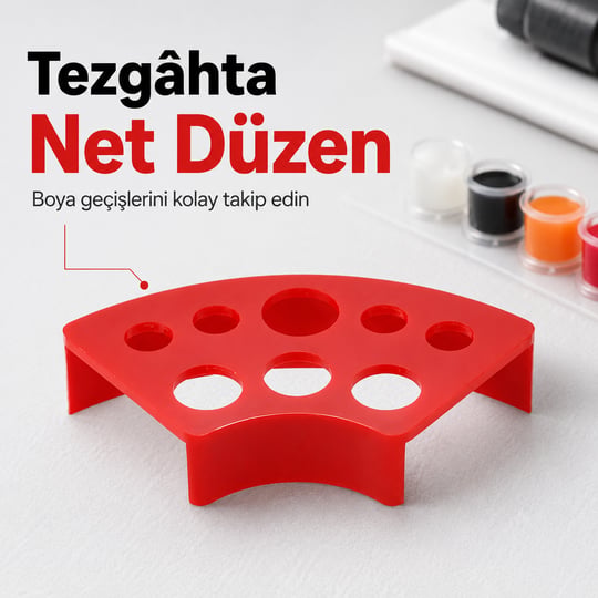Plastik Boya Potası Standı Kırmızı - 8li