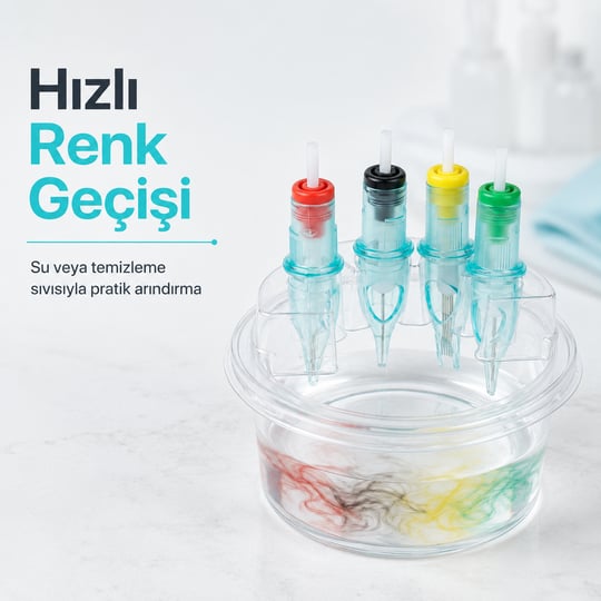Plastik Dövme İğnesi Temizleme Standı 20’li