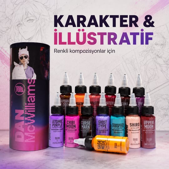 Radiant Colors Dan McWilliams 14’lü Dövme Boyası Seti 1oz - 30ml