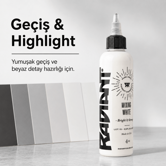 Radiant Colors Mixing White Beyaz Dövme Boyası 4oz - 120ml