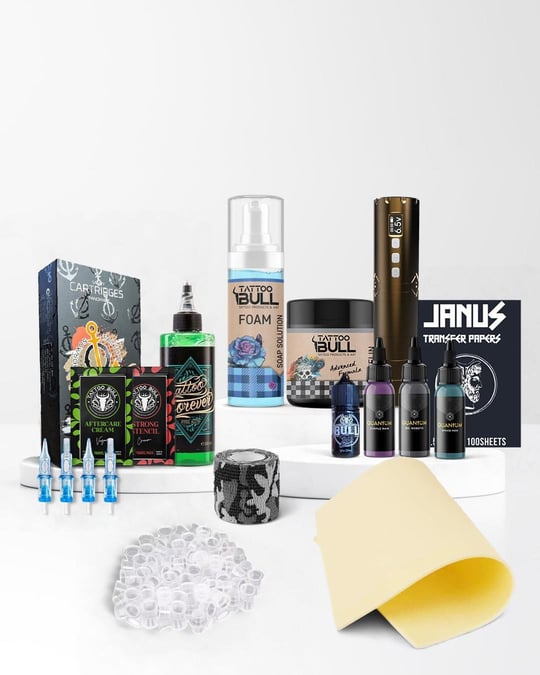 Samurai Kablosuz Pen Dövme Makinesi Seti - Kahverengi