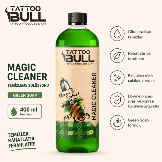 TattooBull Magic Cleaner Green Soap Dövme Temizleme Solüsyonu 400 ml
