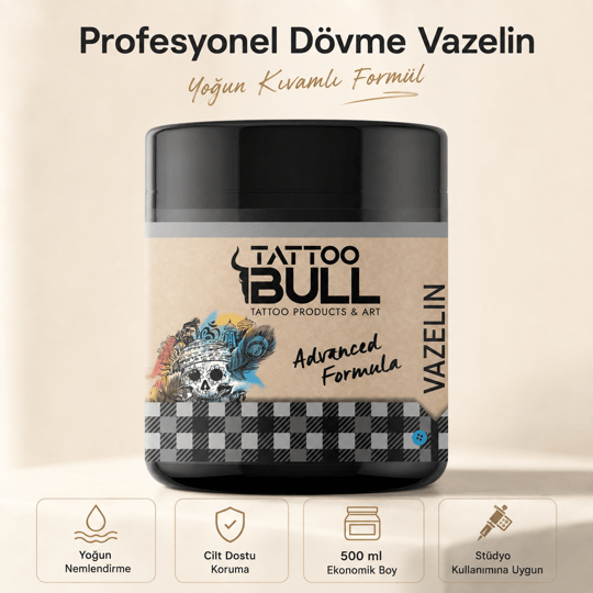 TattooBull Profesyonel Dövme Vazelin – Yoğun Kıvamlı Saf Formül (500 ml)