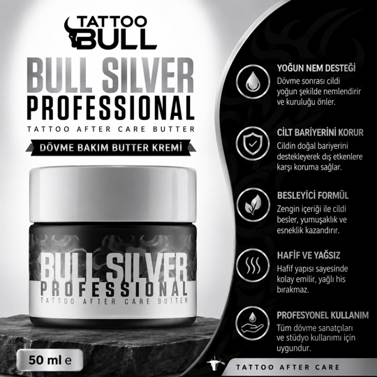 TattooBull Silver Professional Dövme Bakım Butter Kremi