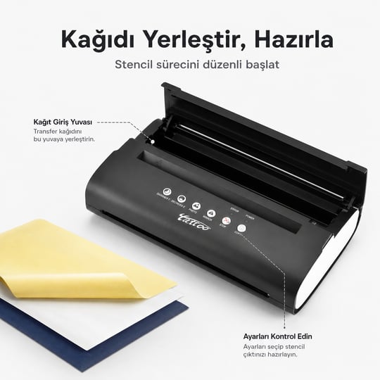 Thermal Tattoo Copier PRT5 Dövme Stencil Termal Yazıcı Siyah