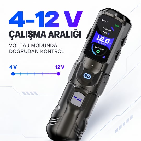 WJX HyperForce 4.5mm Stroke Kablosuz Dövme Makinesi - Siyah
