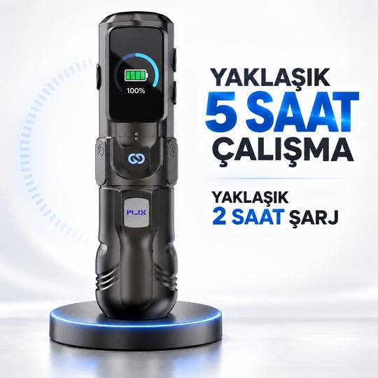WJX HyperForce 4.5mm Stroke Kablosuz Dövme Makinesi - Siyah
