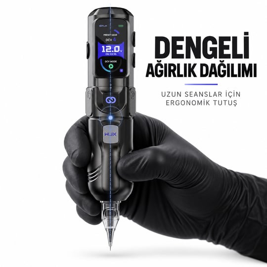 WJX HyperForce 4.5mm Stroke Kablosuz Dövme Makinesi - Siyah