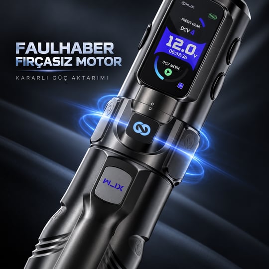 WJX HyperForce 4.5mm Stroke Kablosuz Dövme Makinesi - Siyah