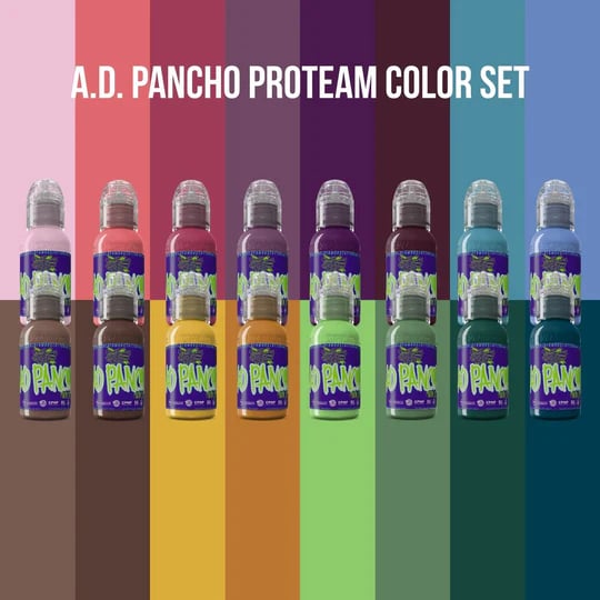 World Famous Ink A.D. Pancho Proteam 16’lı Dövme Boyası Seti 1oz - 30ml