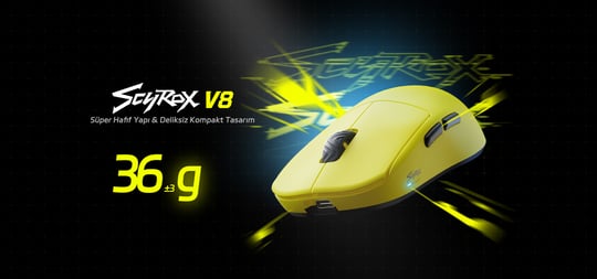 Scyrox V8 8K Hz Kablosuz Sarı Gaming Mouse – FPS İçin Tasarlandı