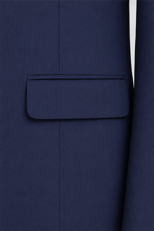 Açık Lacivert Slim Fit Düz Paça 6 Drop Mono Yaka Klasik Takım Elbise